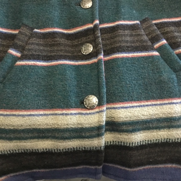 Vintage Circle T Aztec Western Wool Blend Blanket Coat Jacket, Women Medium - Picture 8 of 8